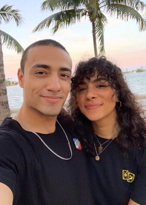 Aurora Perrineau as seen while posing for a selfie along with Freddy Miyares in Pérez Art Museum Miami in Florida, United States in May 2019