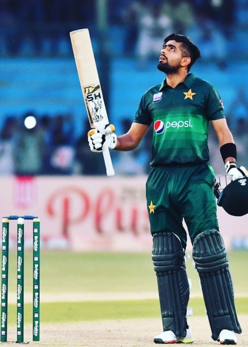 Babar Azam as seen in a picture taken while he celebrated his 11th ODI 100 and the fastest 1000 ODI runs achievement in a calendar year during match with Sri Lanka in September 2019