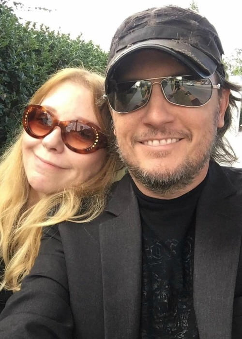 Bebe Buell and Michael Schmidt in a selfie in July 2019