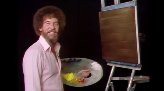 Bob Ross in a still from the 6th season of The Joy of Painting in 1985