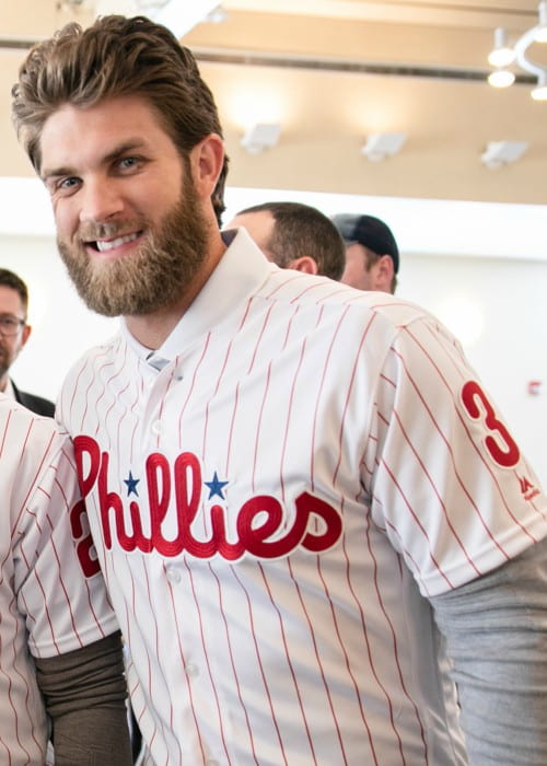 Bryce Harper in Philadelphia as seen in April 2019