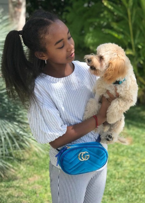 Chance Combs with her dog as seen in April 2018