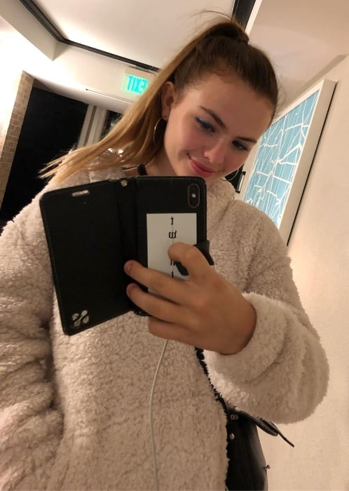 Chiara Aurelia as seen while clicking a mirror selfie in Dallas, Dallas County, Texas, United States in November 2019