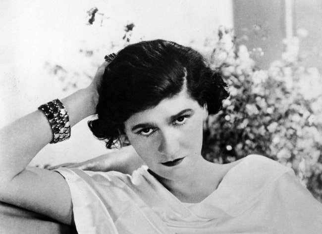 Coco Chanel as seen in a black-and-white picture in 1920