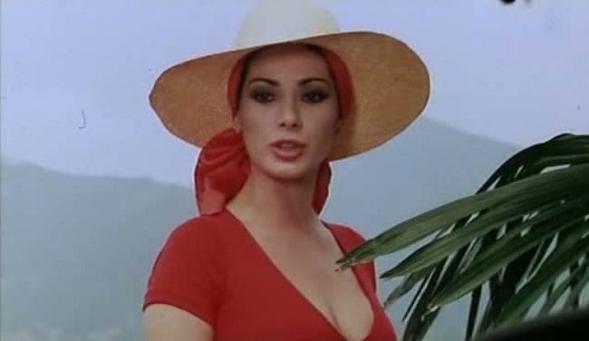 Edwige Fenech as seen in a screenshot from the film 'La moglie vergine' by Franco Martinelli (1975)