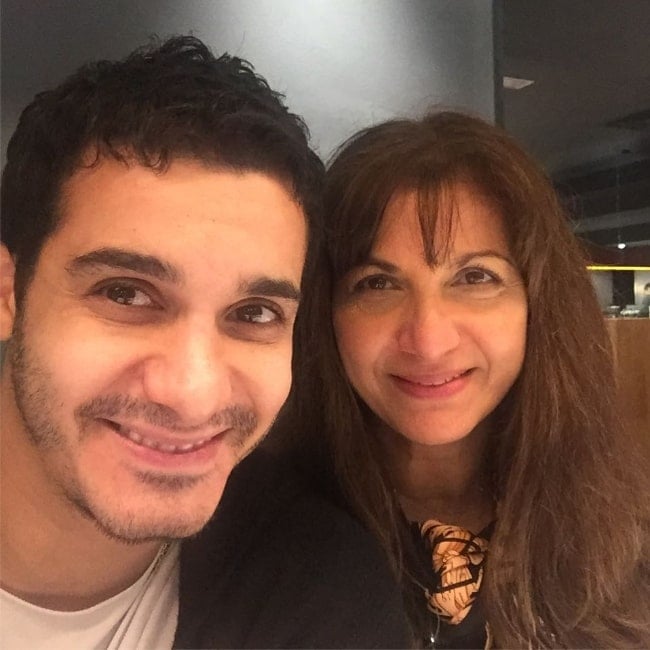 Elyes Gabel as seen while taking a selfie along with his mother in May 2018
