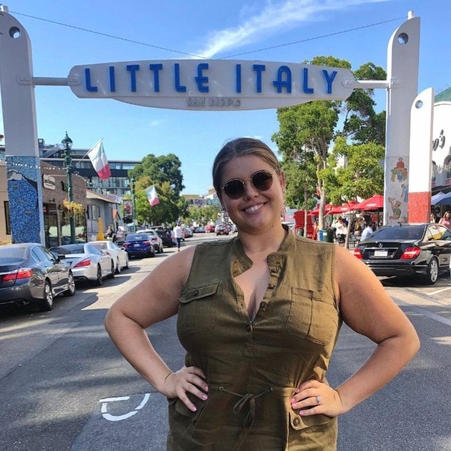 Erica Jean Schenk at Little Italy, San Diego, as seen in July 2019