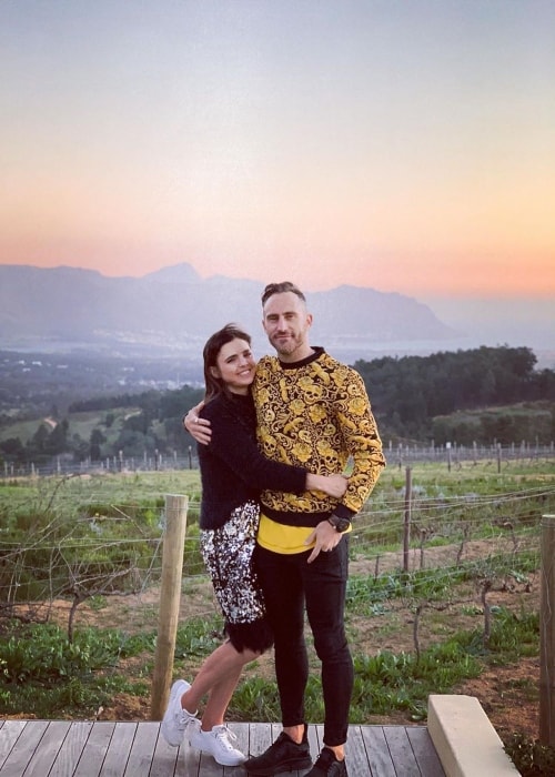 Faf du Plessis as seen in a picture taken with his wife Imari Visser in July 2019