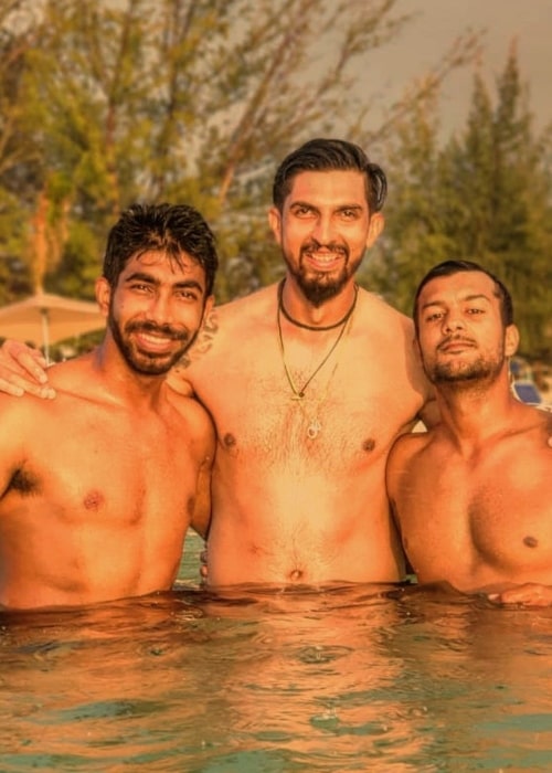 Ishant Sharma as seen in a picture taken with cricketer Mayank Agarwal and Jasprit Bumrah in August 2019