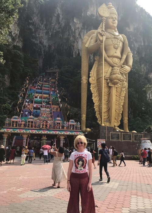 Jane Horrocks as seen in a picture taken at the Batu Caves Hindu Temple, Kuala Lumpur, Malaysia in April 2019