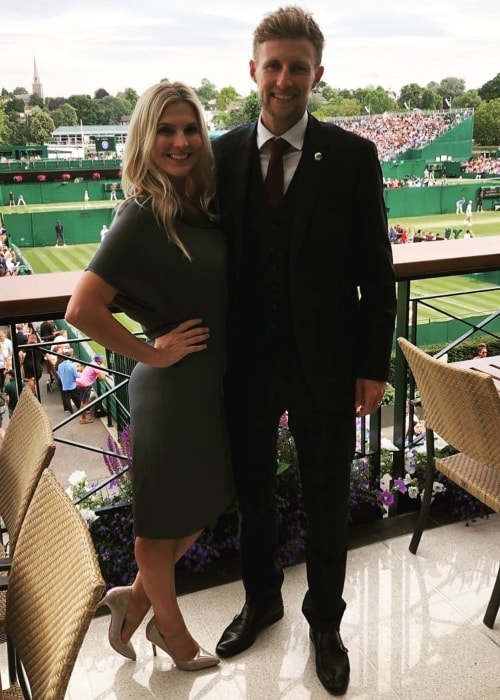 Joe Root as seen in a picture with his wife Carrie Cotterell as the Wimbledon in July 2019