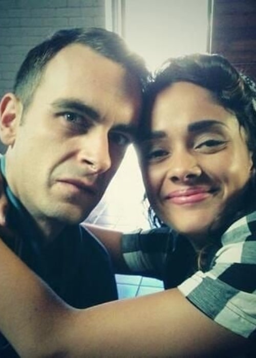 Karla Crome as seen in a picture taken with her co-star from Misfits (2012-2013) actor Joe Gilgun