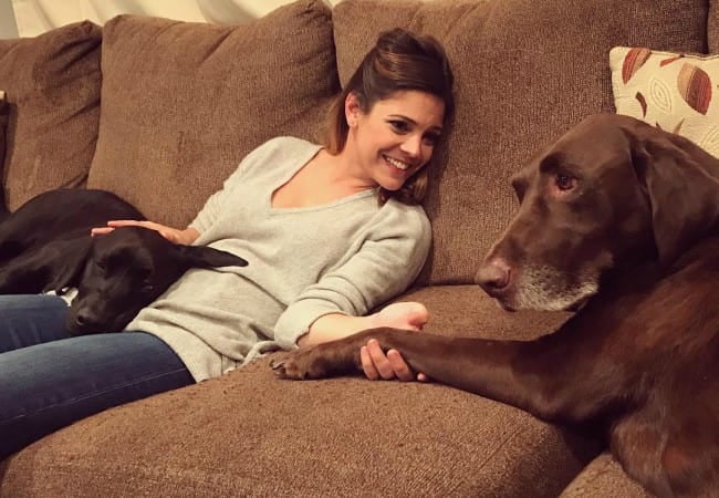 Katie Nolan with her dog as seen in November 2017
