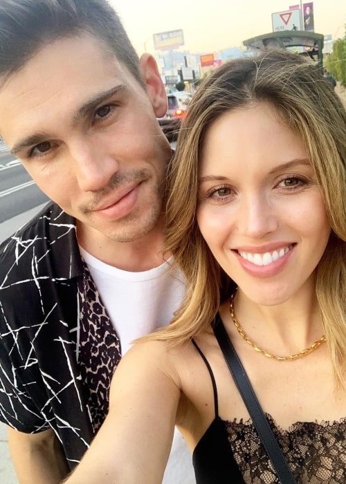 Kayla Ewell as seen in a selfie taken with her husband Tanner Novlan in Los Angeles, California in October 2019