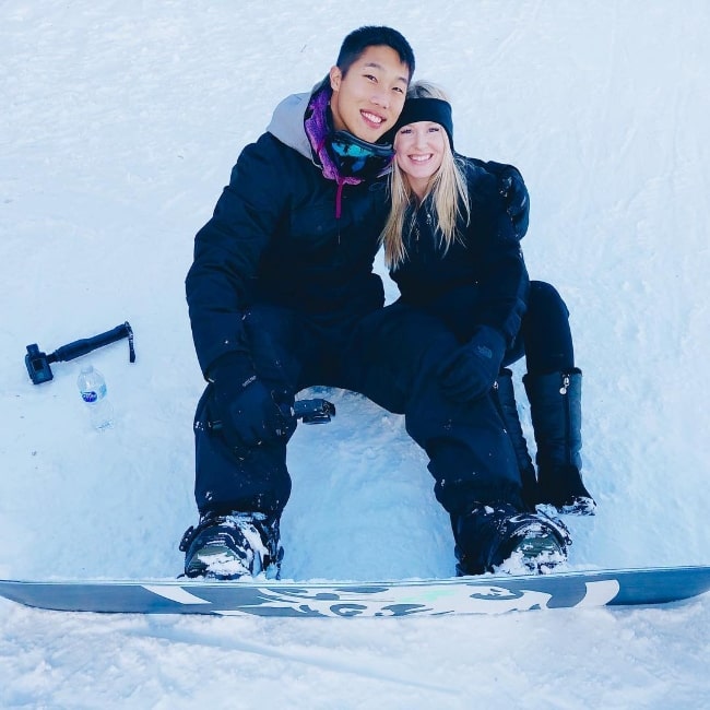 Khoa Nguyen as seen while posing for the camera along with Keren Nguyen in Breckenridge, Colorado, United States in January 2018