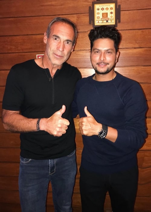 Kuldeep Yadav as seen in a picture taken with South African-Swiss explorer Mike Horn in Kolkata in March 2019