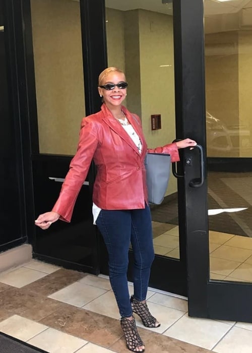 Lark Voorhies as seen while posing for a picture in Beverly Hills, Los Angeles County, California, United States during an appointment with her dentist in September 2018