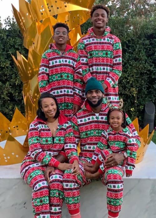 LeBron James Jr. with his family as seen in December 2018