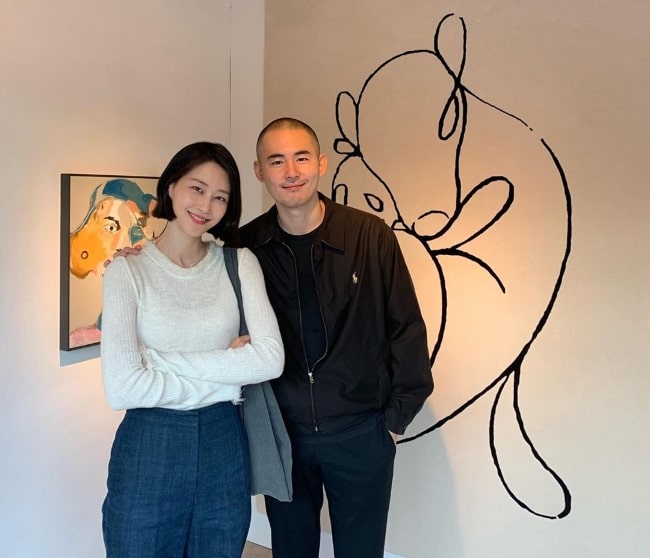 Lee Hyun-yi as seen while posing alongside the artist at Studio Concrete in Seoul, South Korea in October 2019