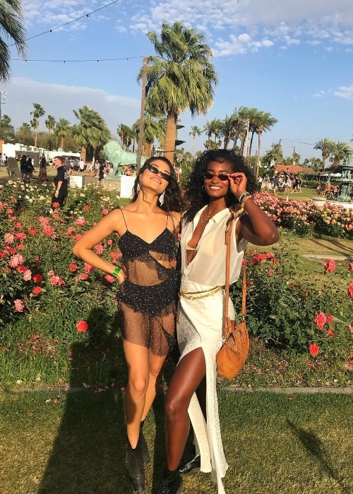 Melodie Monrose (Right) as seen while posing for a picture alongside Shanina Shaik at Coachella in Riverside County, California, United States in April 2019