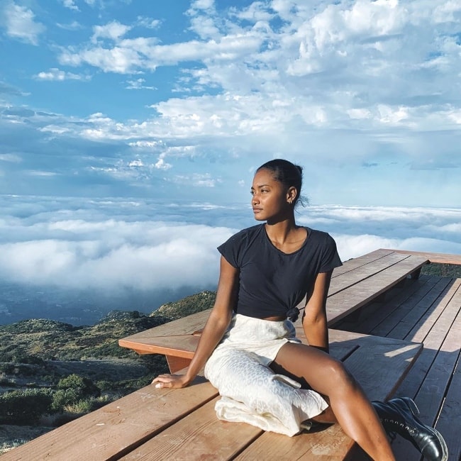 Melodie Monrose as seen while posing for a picture with a stunning backdrop in Los Angeles, California, United States in September 2019