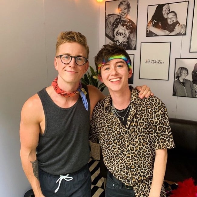 Miles McKenna with Tyler Oakley as seen in June 2019