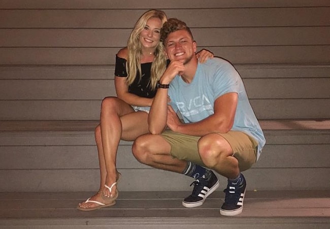 MyKayla Skinner as seen while posing for a picture along with Jonas Harmer in Los Angeles, California, United States in July 2018