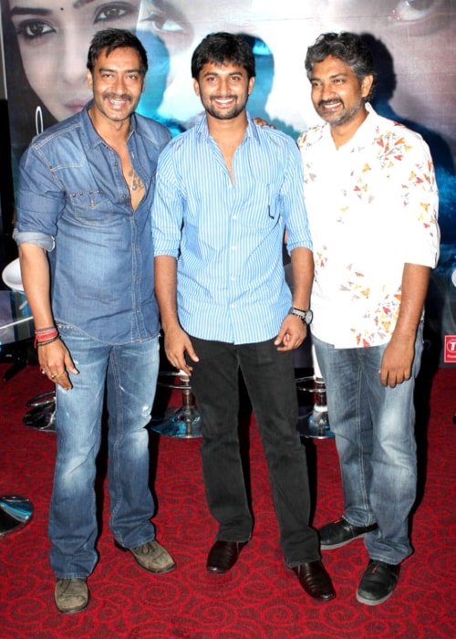 Nani as seen in a picture taken at the special screening of 'Makkhi' with actor Ajay Devgn and directo S.S. Rajamouli