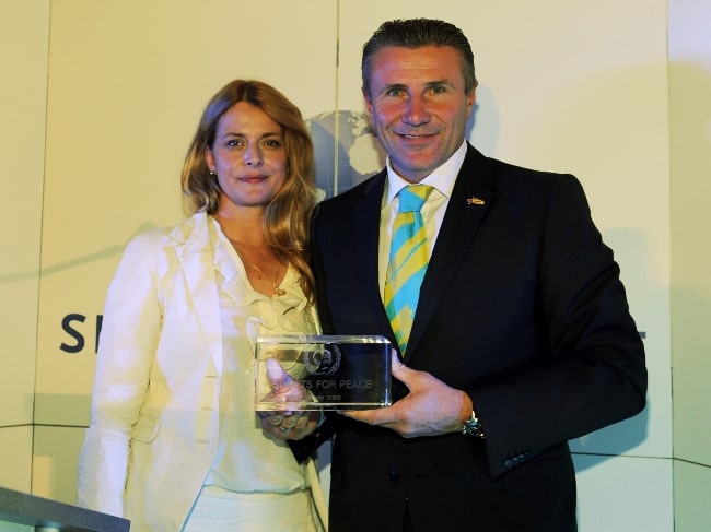 Nastassja Kinski as seen while posing for a picture alongside Sergej Bubka in August 2009