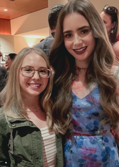 Nicole Alyse Nelson as seen in a picture taken with English-American actress, model, and writer Lily Collins in June 2019