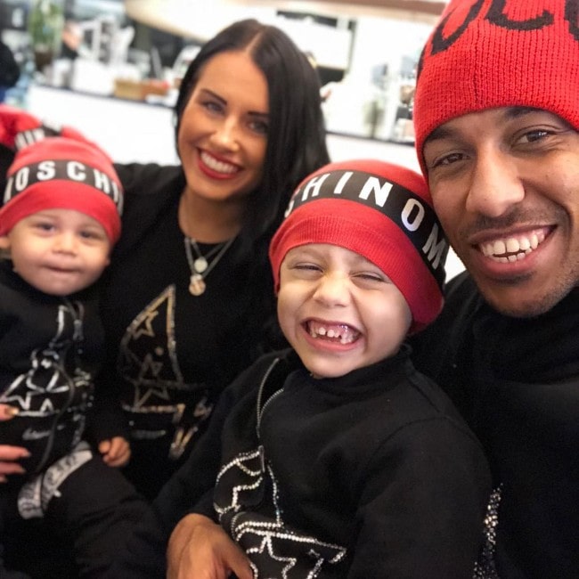 Pierre-Emerick Aubameyang with his family as seen in March 2018