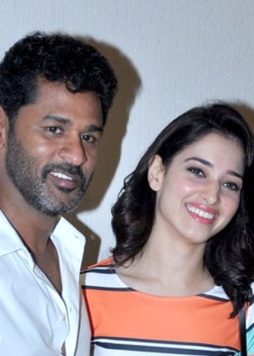 Prabhu Deva as seen in a picture taken with actress Tamannaah at the screening of Oopiri (2016) in Mumbai, India