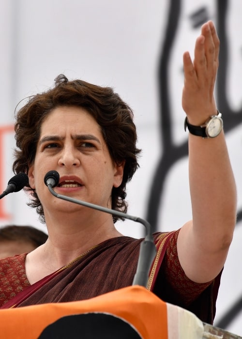 Priyanka Gandhi at a public meeting at Mandi Samiti Ground, Jarar, Bah, District Agra, Uttar Pradesh on April 15, 2019