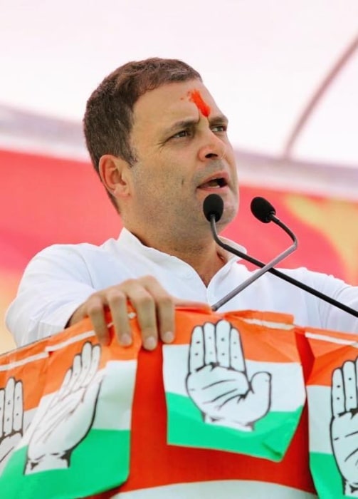 Rahul Gandhi as seen in a picture taken while he delivered his speech in Madhya Pradesh in October 2018