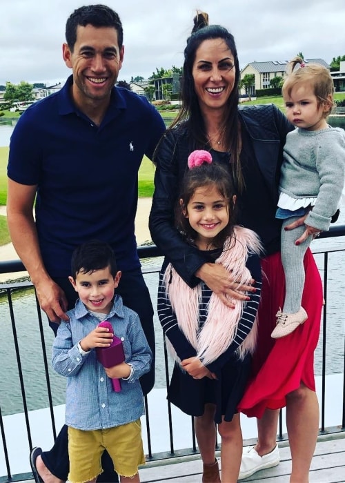 Ross Taylor as seen in a picture with his wife Victoria and kids Mackenzie, Adelaide, and Jonty at Clearwater Resort in December 2018