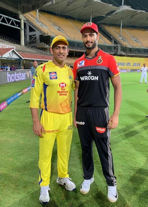 Shivam Dube as seen in a picture with former cricket captain Mahendra Singh Dhoni in March 2019