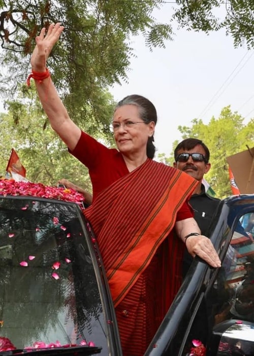 Sonia Gandhi as seen in a picture taken in Raebareli during a roadshow in April 2019