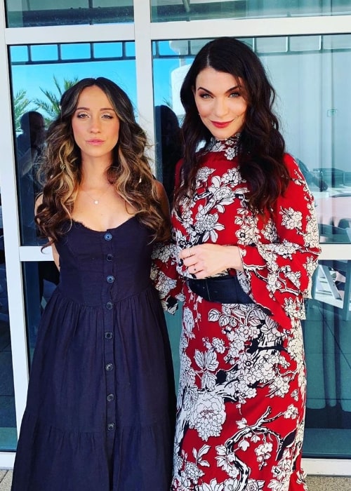 Stella Maeve (Left) as seen while posing for a picture along with Sera Gamble in July 2019