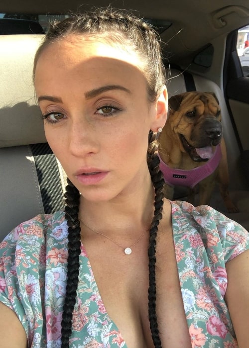 Stella Maeve as seen while clicking a car selfie in August 2019