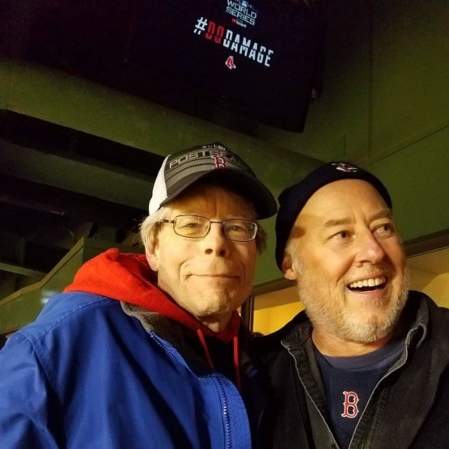 Stephen King with novelist Stewart O'Nan as seen in November 2018