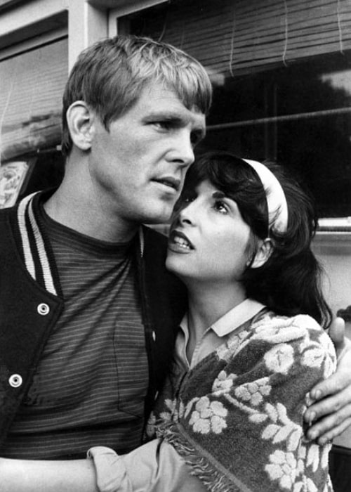 Talia Shire as Teresa Santoro and Nick Nolte as Tom Jordache in a black-and-white still from the television miniseries 'Rich Man, Poor Man' in January 1976