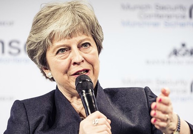 Theresa May during an event in February 2018