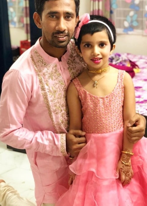 Wriddhiman Saha as seen in a picture with his daughter Anvi Saha in May 2019