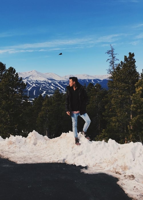 Alex Moy as seen while posing for a picture in Breckenridge, Summit County, Colorado, United States in December 2017