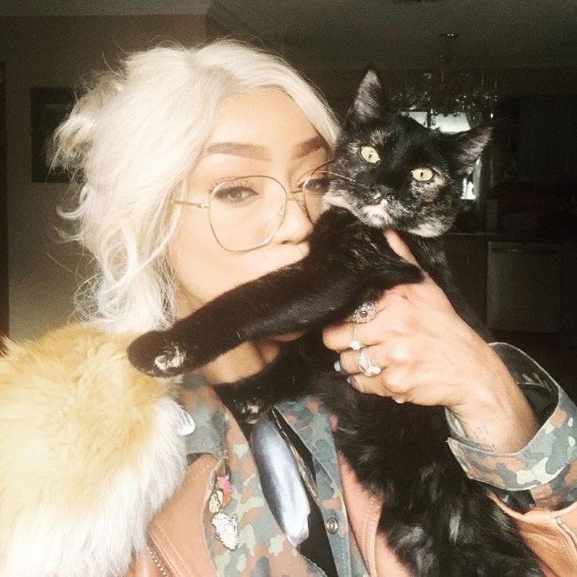 Alicia Fox with her cat as seen in January 2019