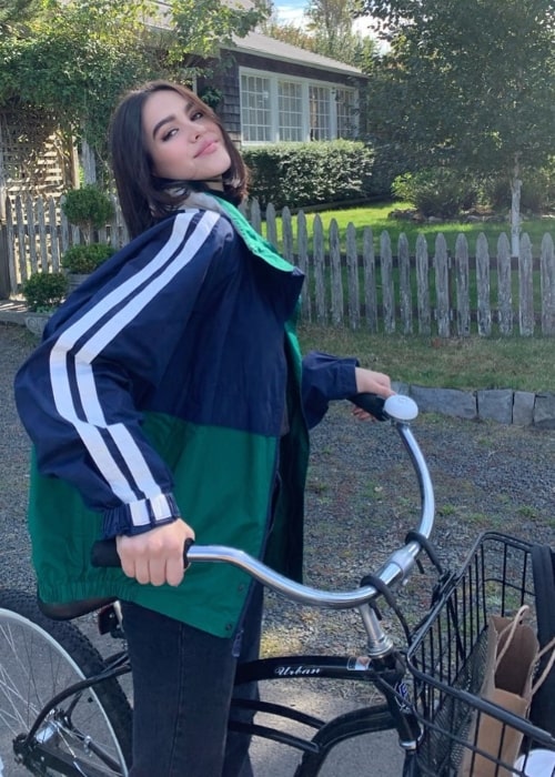 Amelia Gray Hamlin as seen while smiling for the camera in Seaside, Clatsop County, Oregon, United States in October 2019