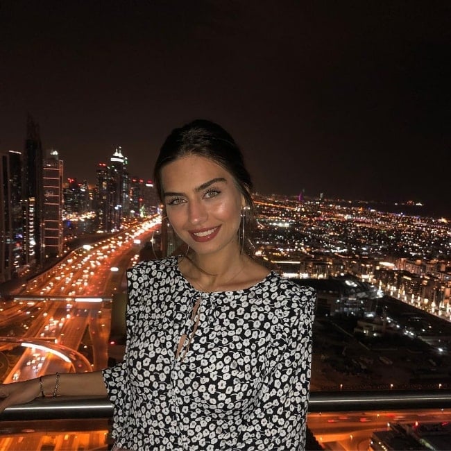 Amine Gülşe as seen while smiling for a picture at Shangri-La Hotel in Dubai, United Arab Emirates in April 2018