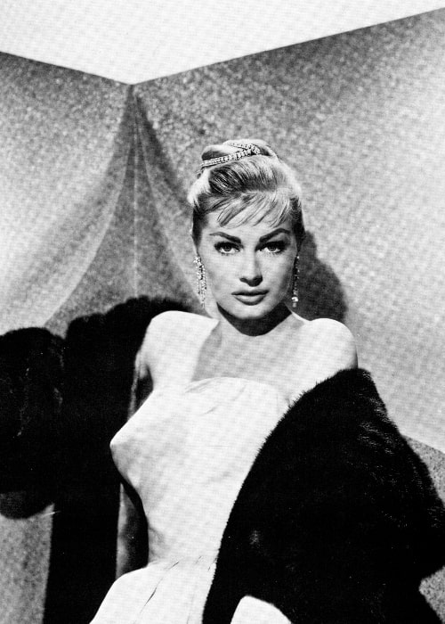 Anita Ekberg as seen in a black-and-white picture from her younger years