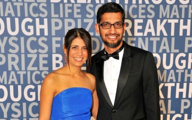 Anjali Pichai and Sundar Pichai during an event