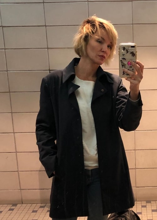 Ashley Scott as seen in a selfie taken at a train station in November 2019